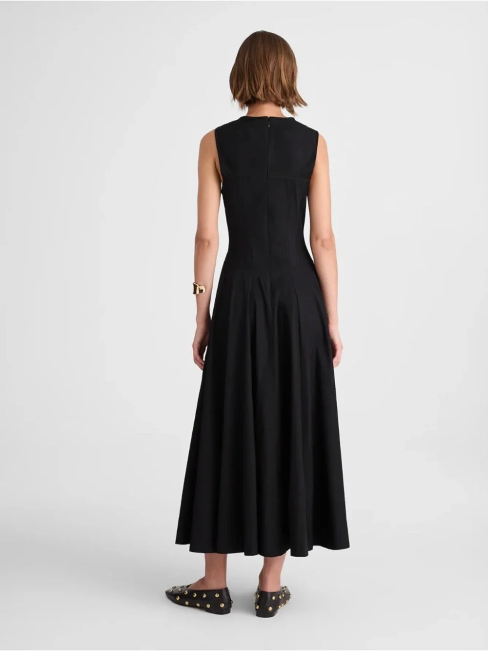 Madewell Sleeveless V-Neck Circle Midi Dress Size 0 Jet Black - Picture 4 of 10